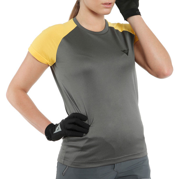 Tricou Femei DAINESE RAMLA SS WMN - Gri-Inchis / Galben